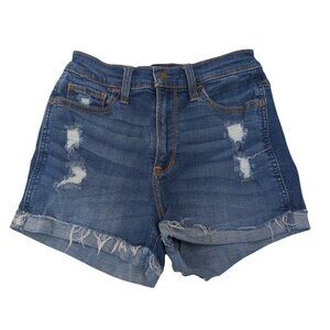 Hollister‎ High Rise Cut Off Jean Shorts Womens 25 Inch Distressed Frayed Blue
